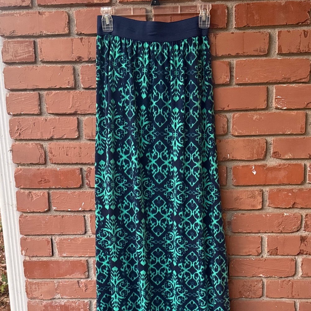 Joe B Navy and Teal Maxi Skirt